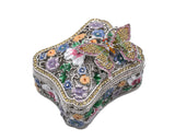 Big Butterfly Trinket Box with Butterfly as Broach. Made with Austrian Crystals & Enamel