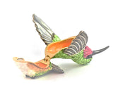 Small Flying Humming Bird Trinket Box Green Enamel with Austrian Crystals