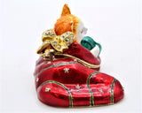 Holiday Cat in Stocking Trinket Box. Very Cute Made with Austrian Crystals