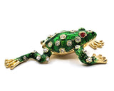 Jeweled Small Leaping Frog Trinket Box. Hand Set Austrian Crystals Enamel
