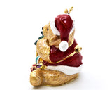 Holiday Bear Trinket Box with Christmas Tree. Handmade with Austrian Crystals