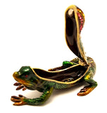 Desert Gem Lizard Trinket Box. Green Enamel & Austrian Crystals