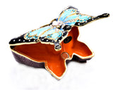 Butterfly Trinket Box with multiple Coloration. Beautiful Enamel & Austrian Crystals