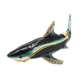 Ciel Shark Trinket Box with Austrian Crystals & Blue Enamel, Gold Plating