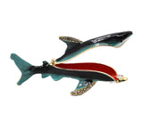 Ciel Shark Trinket Box with Austrian Crystals & Blue Enamel, Gold Plating