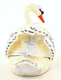 Big Swan Trinket Box with Blue & Pink Enamel with Austrian Crystals