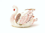 Big Swan Trinket Box with Blue & Pink Enamel with Austrian Crystals