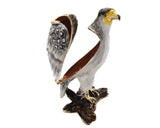 Bejeweled Eagle Trinket Box on Branch. Handmade with Austrian Crystals Enamel