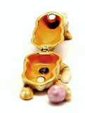 Funny Cat Playing Ball Trinket Box Brown Enamel with Austrian Crystals