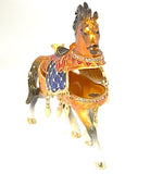 Carousel Horse Trinket Box with Eagle Head Saddle. Hand Crafted with Austrian Crystals