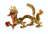 Large Chinese Dragon Trinket Box. Handmade with Austrian Crystals & Enamel