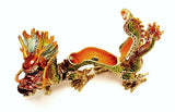 Large Chinese Dragon Trinket Box. Handmade with Austrian Crystals & Enamel