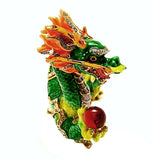 Large Chinese Dragon Trinket Box. Handmade with Austrian Crystals & Enamel
