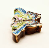 Butterfly Jeweled Trinket Box. Colorful Enamel with Austrian Crystals