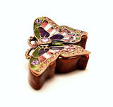 Butterfly Jeweled Trinket Box. Colorful Enamel with Austrian Crystals