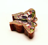 Butterfly Jeweled Trinket Box. Colorful Enamel with Austrian Crystals