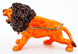Lion Jeweled Trinket Box. Brown Enamel with Austrian Crystals