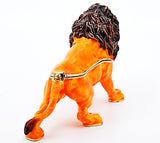 Lion Jeweled Trinket Box. Brown Enamel with Austrian Crystals