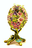 Floral Egg with Butterfly Trinket Box. Colorful Enamel & Austrian Crystals