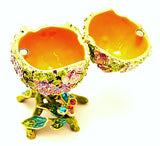 Floral Egg with Butterfly Trinket Box. Colorful Enamel & Austrian Crystals