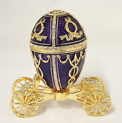 Russian Design Egg on Carriage Trinket Box. Made with Austrian Crystals