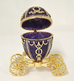 Russian Design Egg on Carriage Trinket Box. Made with Austrian Crystals