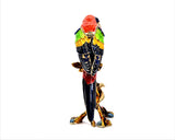 Beautiful Parrot on Branch Trinket Box Made with Austrian Crystals & Enamel