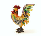 Big Rooster Trinket Box with Colorful Enamel Austrian Crystals