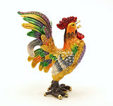 Big Rooster Trinket Box with Colorful Enamel Austrian Crystals