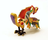 Big Rooster Trinket Box with Colorful Enamel Austrian Crystals