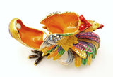 Big Rooster Trinket Box with Colorful Enamel Austrian Crystals
