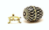 Small Egg Trinket Box with Stand. Hand Set Austrian Crystals & Enamel