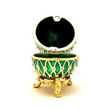 Small Egg Trinket Box with Stand. Hand Set Austrian Crystals & Enamel
