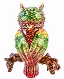 Golden Owl on Branch Trinket Box. Hand Set Austrian Crystals