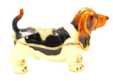 Basset Hound Dog Trinket Box. Beautifully Made with Austrian Crystals