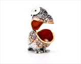 Small Owl Trinket Box. Adorable Handmade with Austrian Crystals
