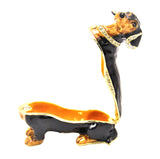 Dachshund Trinket Box Hand Painted Brown Black Enamel & Austrian Crystals