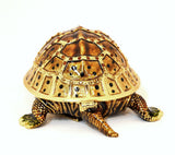 Large Turtle with Movable Neck Trinket Box Made with Austrian Crystals