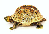 Large Turtle with Movable Neck Trinket Box Made with Austrian Crystals