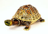 Large Turtle with Movable Neck Trinket Box Made with Austrian Crystals