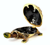 Large Turtle with Movable Neck Trinket Box Made with Austrian Crystals