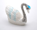 Bejeweled Swan Trinket Box. Hand Painted Enamel & Austrian Crystals with Lots of Details