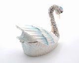 Bejeweled Swan Trinket Box. Hand Painted Enamel & Austrian Crystals with Lots of Details