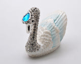 Bejeweled Swan Trinket Box. Hand Painted Enamel & Austrian Crystals with Lots of Details
