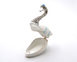 Bejeweled Swan Trinket Box. Hand Painted Enamel & Austrian Crystals with Lots of Details