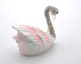 Bejeweled Swan Trinket Box. Hand Painted Enamel & Austrian Crystals with Lots of Details