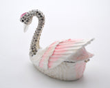 Bejeweled Swan Trinket Box. Hand Painted Enamel & Austrian Crystals with Lots of Details