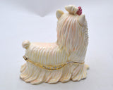 Big Maltese Dog Trinket Box with Austrian Crystals & Enamel