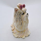Big Maltese Dog Trinket Box with Austrian Crystals & Enamel