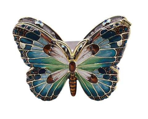 Handmade Butterfly Trinket Box. Made with Austrian Crystals & Enamel
